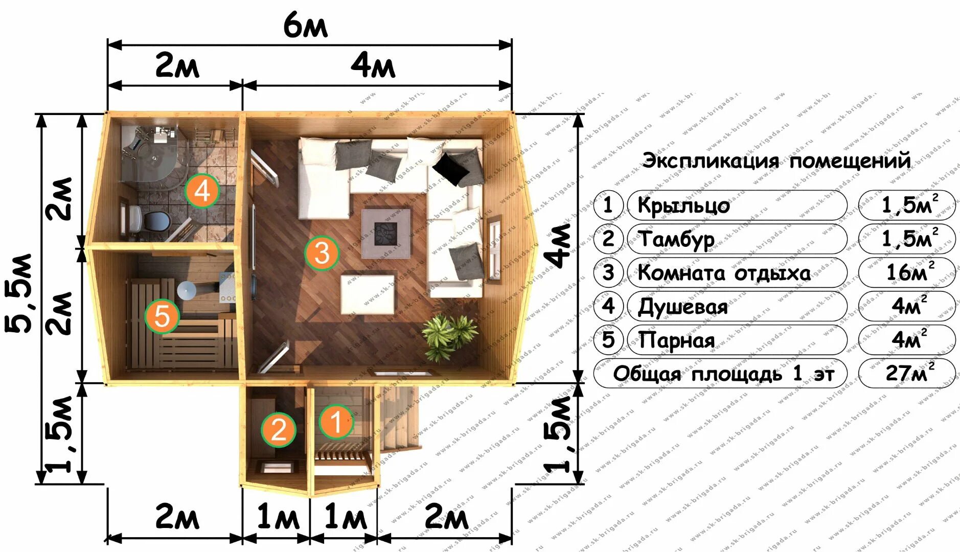 Проект бани внутри планировка Проект одноэтажной мини бани из бруса 5х6 - цены, фото