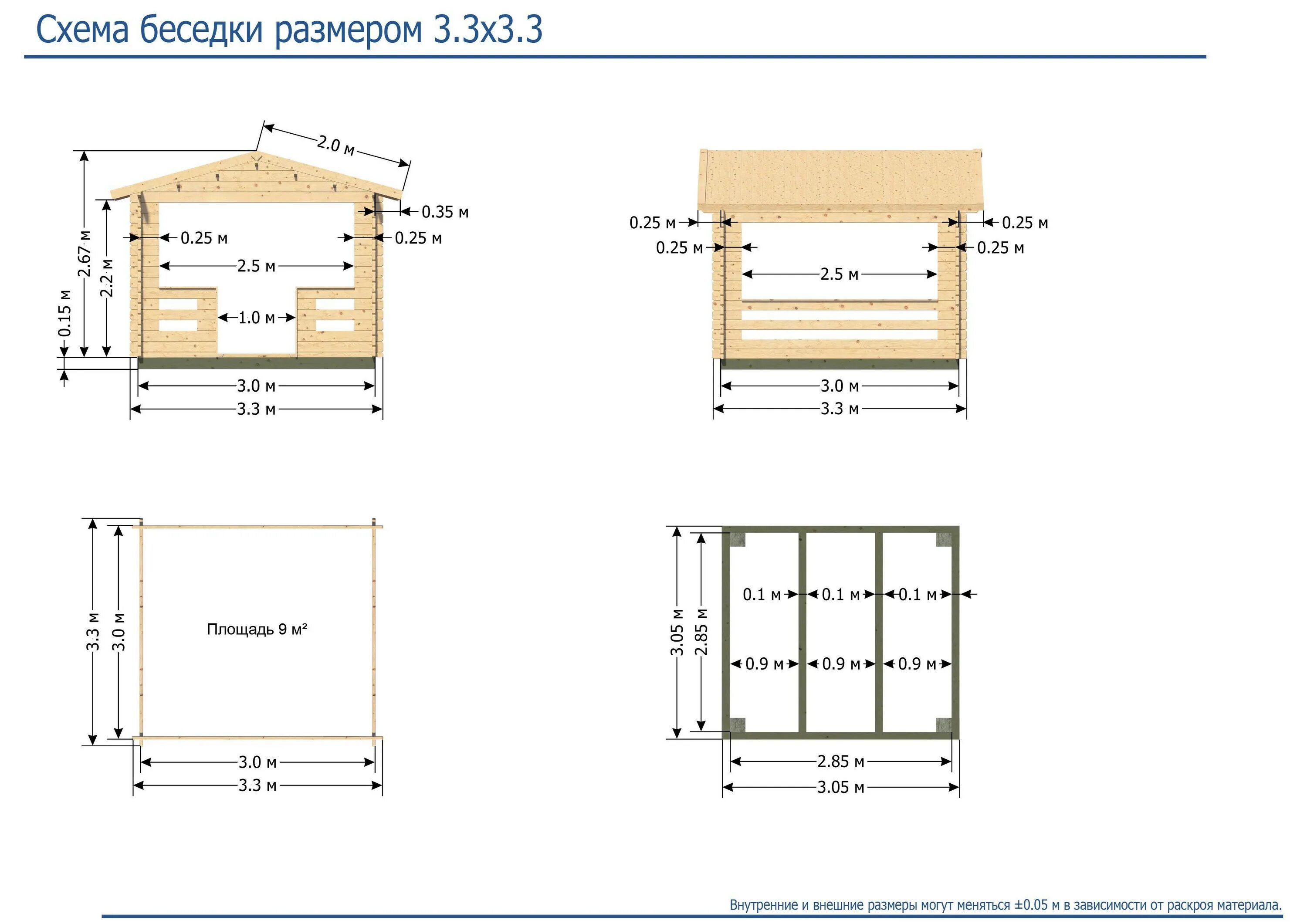 Проект беседки 3х3 чертежи Беседка из дерева для дачи своими руками - схемы, чертежи и расчеты