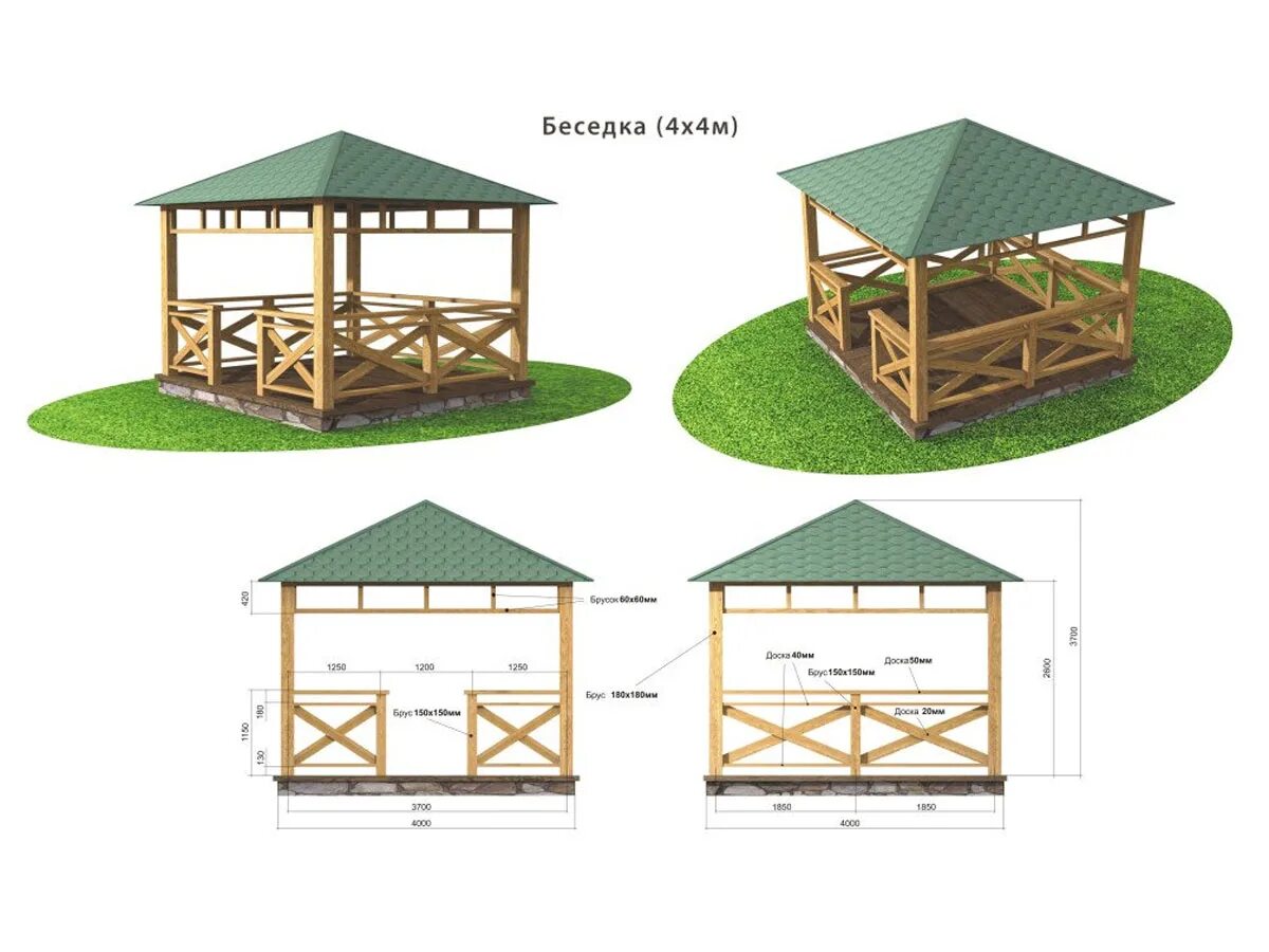 Проект беседки 3х4 чертежи из дерева Проекты и схемы беседок - Деревянные беседки