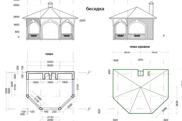 Проект беседки чертежи кирпич Основные вопросы проектирования беседок В Беседке.РУ - беседки, заборы, дачные д