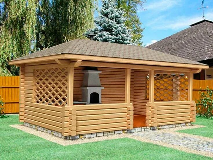 Проект беседки из бруса фото Проект беседки из бруса Backyard gazebo, Backyard patio, Backyard pavilion