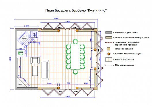 Проект беседки с мангалом чертежи Готовая беседка Купчинино