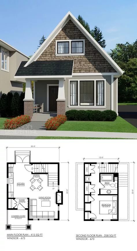 Проект частного дома фото и планировка Craftsman Windsor-694 - Robinson Plans Sims house plans, House floor plans, Hous