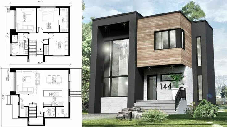 Проект частного дома фото и планировка Small Modern House 30x31 with Interior - Sam Phoas Home Small modern home, Moder