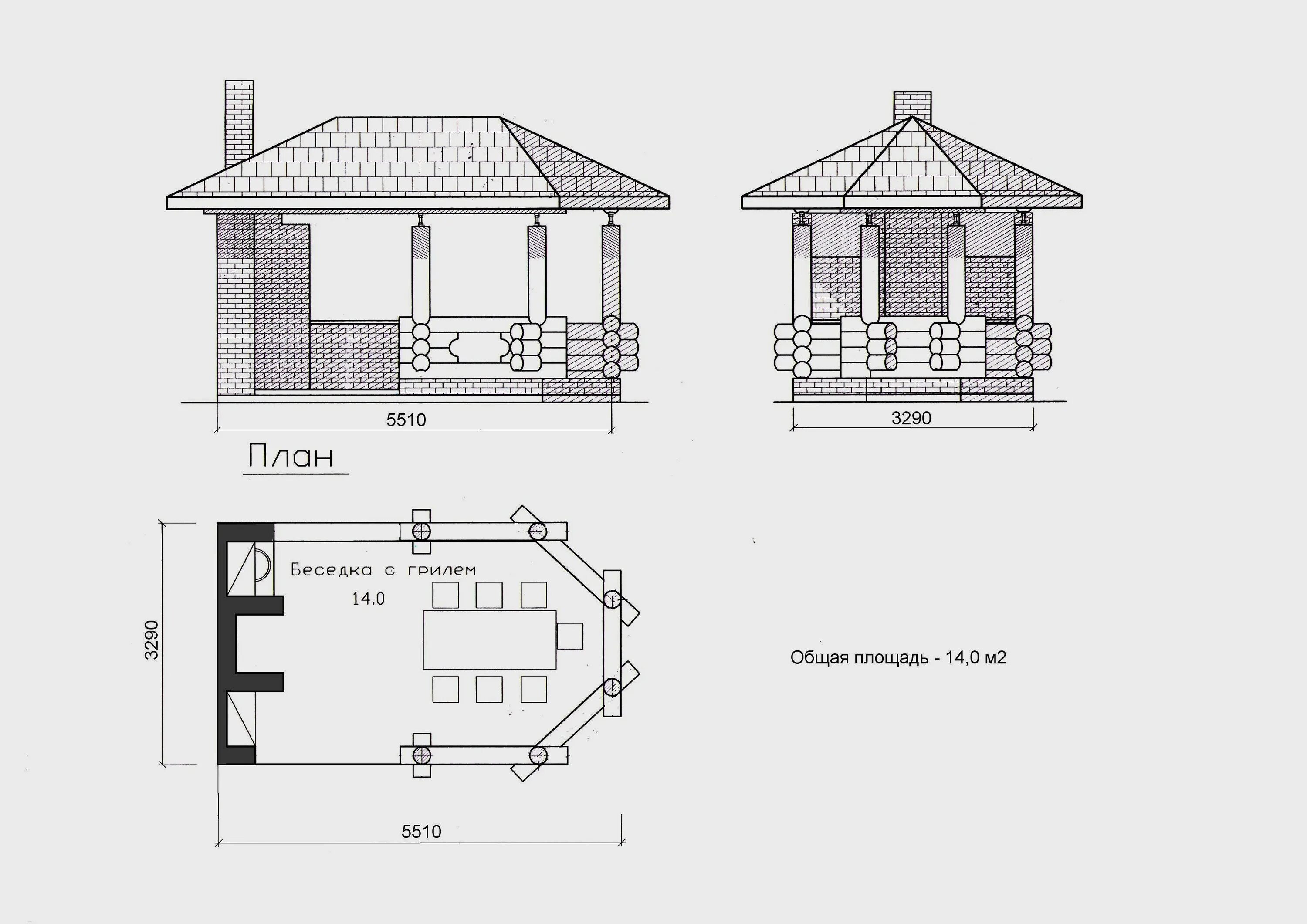 Проект чертеж схема беседка Беседка план - Беседка с мангалом для дачи - недорогой проект с фото. crimea-pho