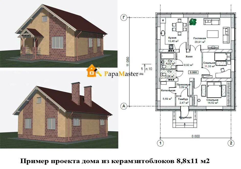 Проект дачного дома с пеноблоков чертежами Проект дома с расчетами и размерами одноэтажных домов фото - DelaDom.ru