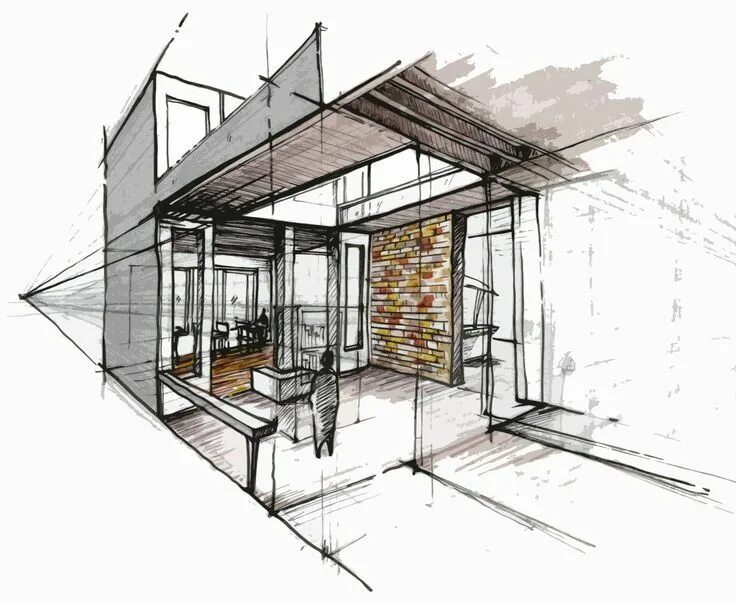 Проект дизайн пространства Perspective, Markers and Drawings on Pinterest Dia do arquiteto, Esboços de desi