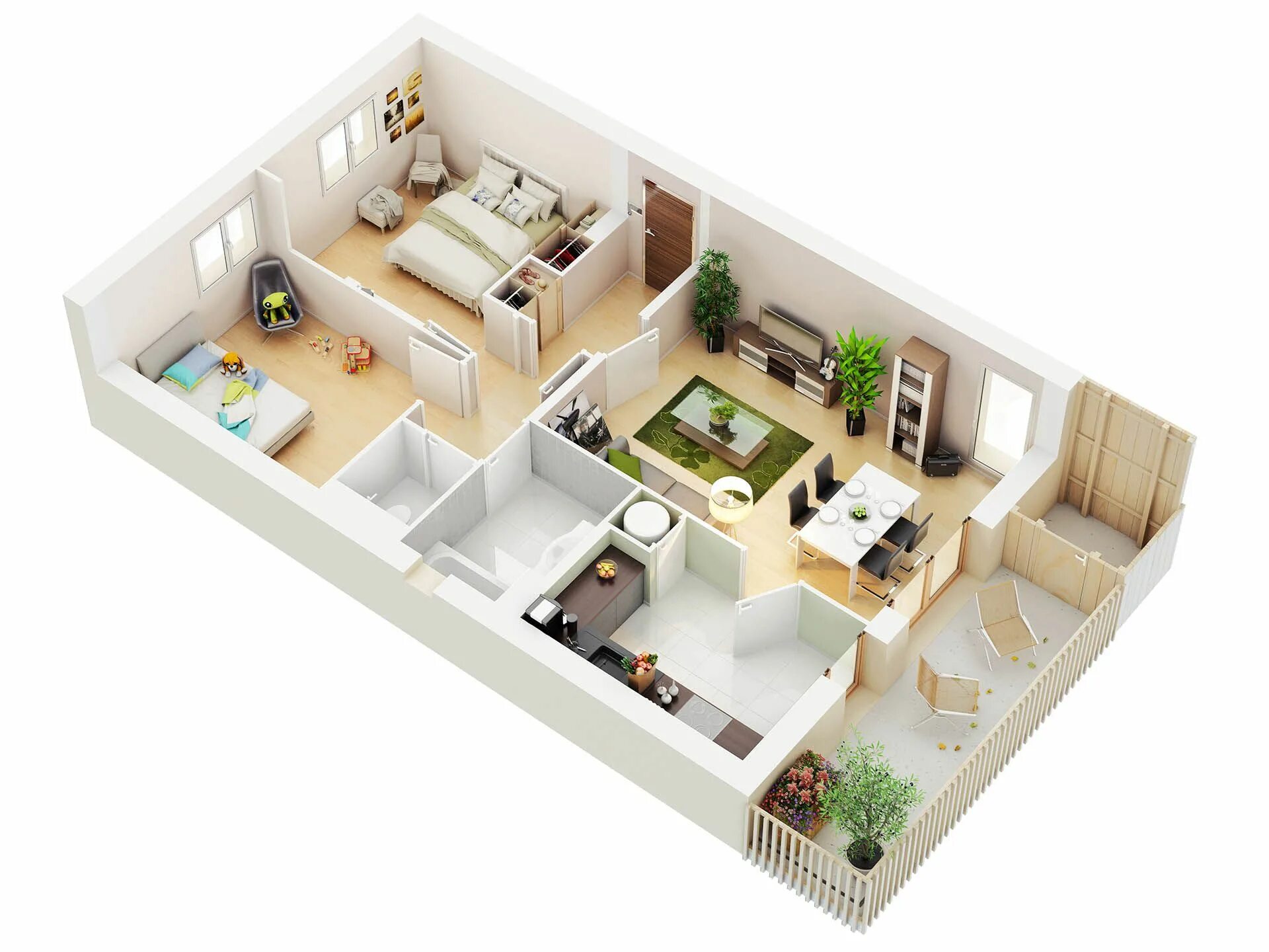 Living Small With Style: 2 Beautiful Small Apartment Plans Under 500 Square Feet