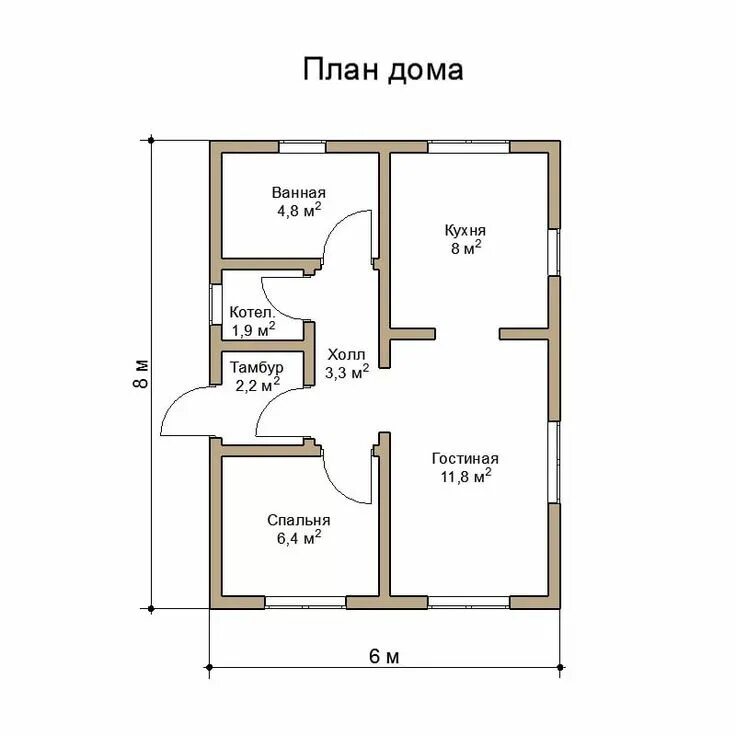 Проект дома 6 8 планировка Пин на доске Дома до 50 метров