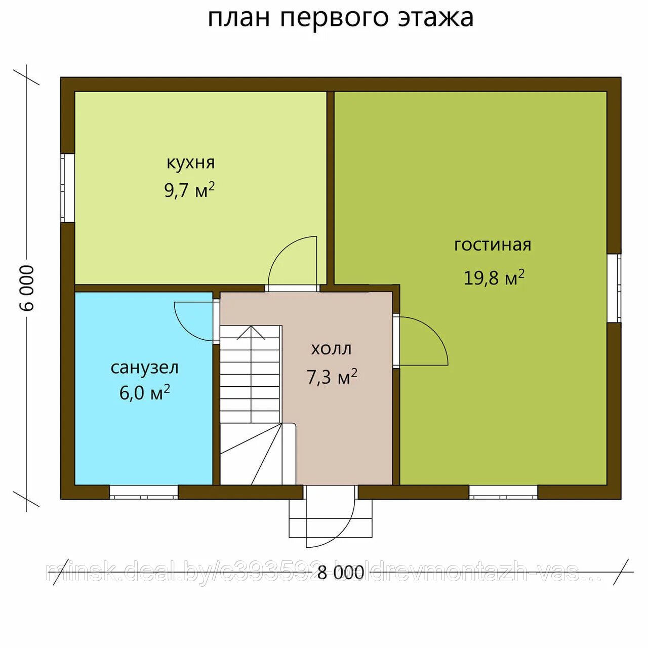 Проект дома 6 8 планировка Дом "Амстердам" К 6х8