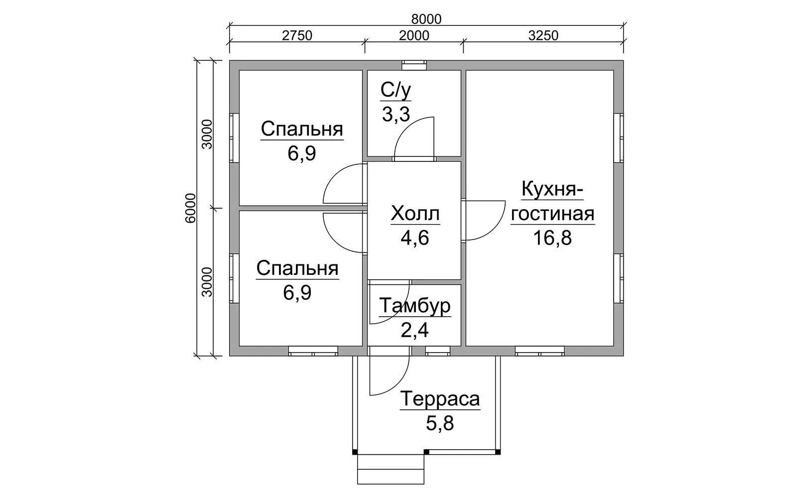 Проект дома 6 на 7 одноэтажный планировка Создаем Проект каркасного дома своими руками: взять готовые - 6х6, 8х8, 6х9 или 