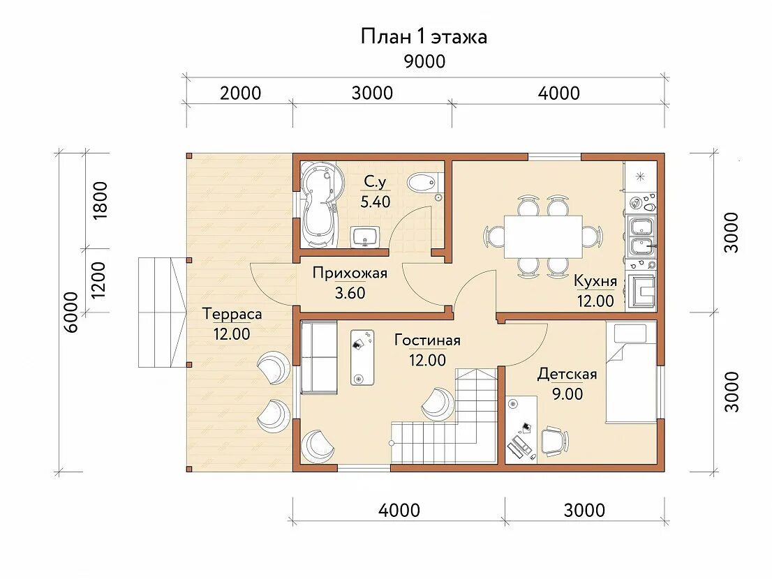 Проект дома 6х9 одноэтажный с отличной планировкой Планировка дома 6х9 комнат - Гранд Проект Декор.ру