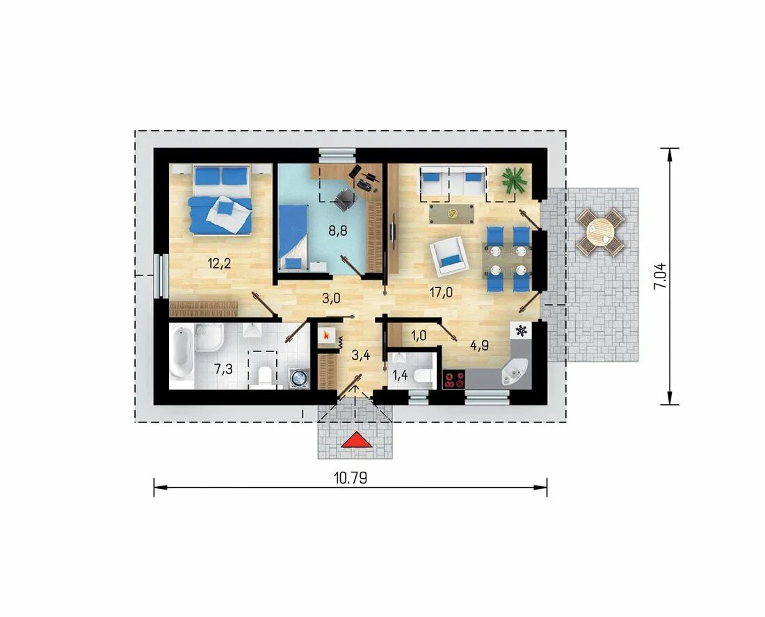 Проект дома 70 кв м фото Дом 70 м2 одноэтажный проект