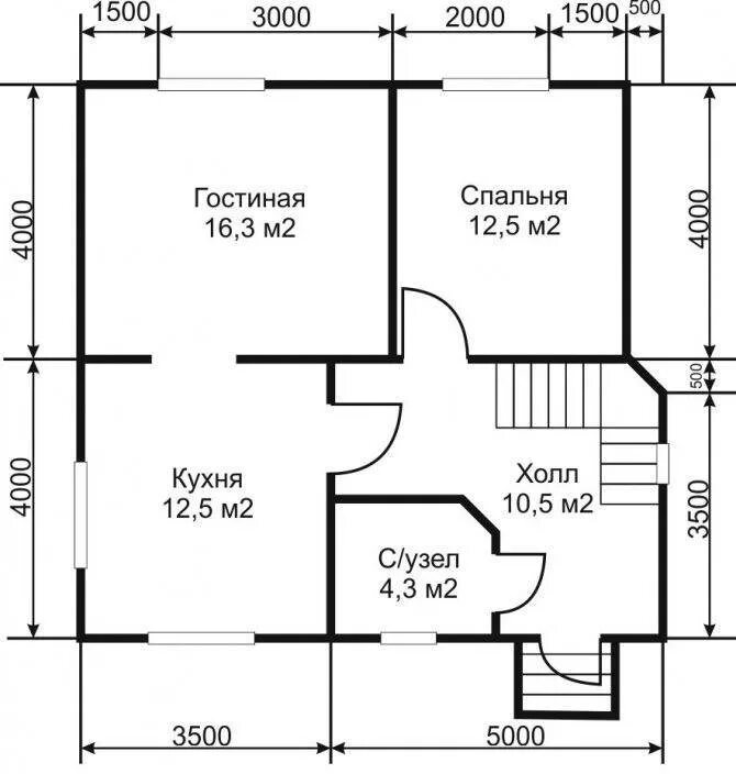 Проект дома 8 8 чертежи Планировка дома 8 на 8: двухэтажный коттедж за городом