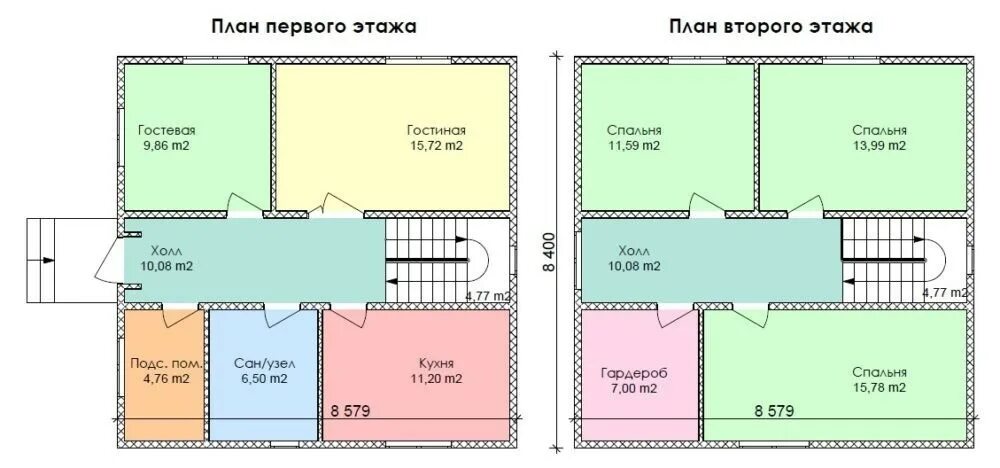 Проект дома 8 8 двухэтажный планировка 2-этажный дом 8х8 с 3-мя спальнями 130 кв. м с мансардой по проекту СУЛТАНИТ в Ч