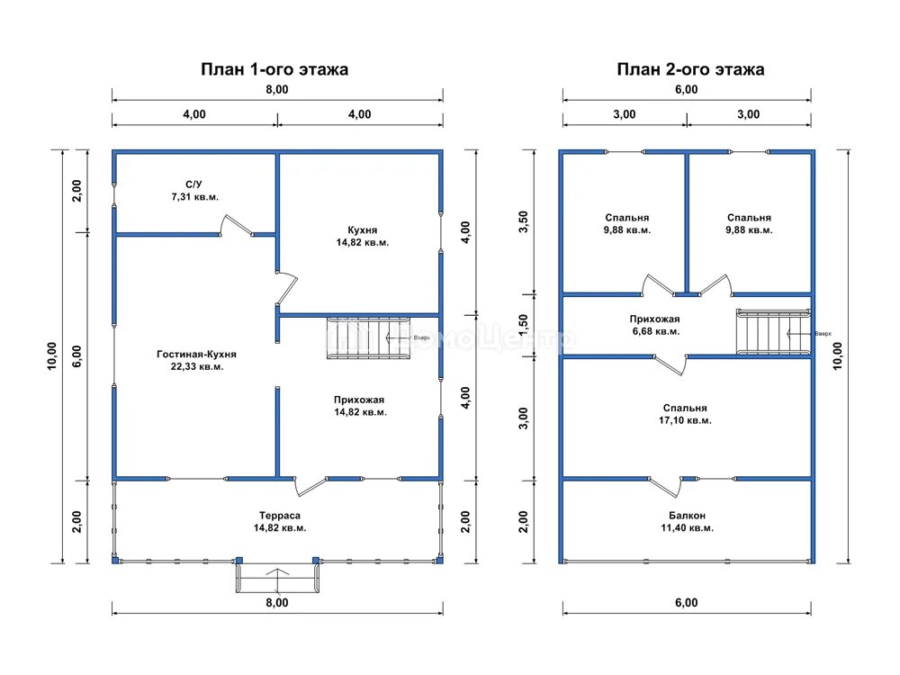 Проект дома 8 8 двухэтажный планировка Каркасные дома 10х8 с мансардой - проекты, фото, цены, строительство - ДомоЦентр