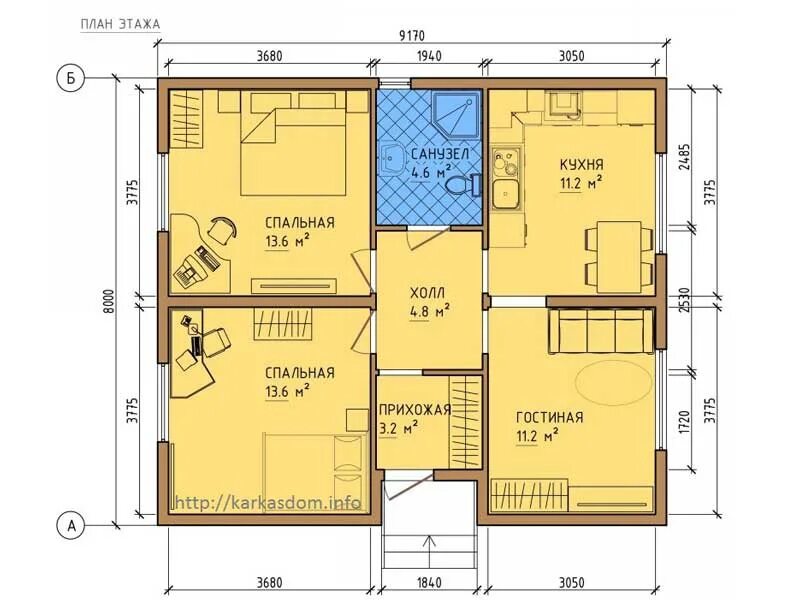 Проект дома 8 9 фото Каркас Строй Минск - Строительство каркасного дом 73 м2