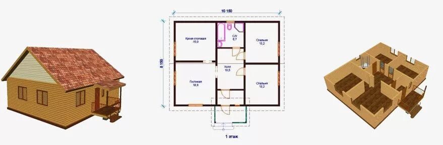 Проект дома 8х10 с отличной планировкой Планировка дома 8х10 одноэтажный фото - DelaDom.ru