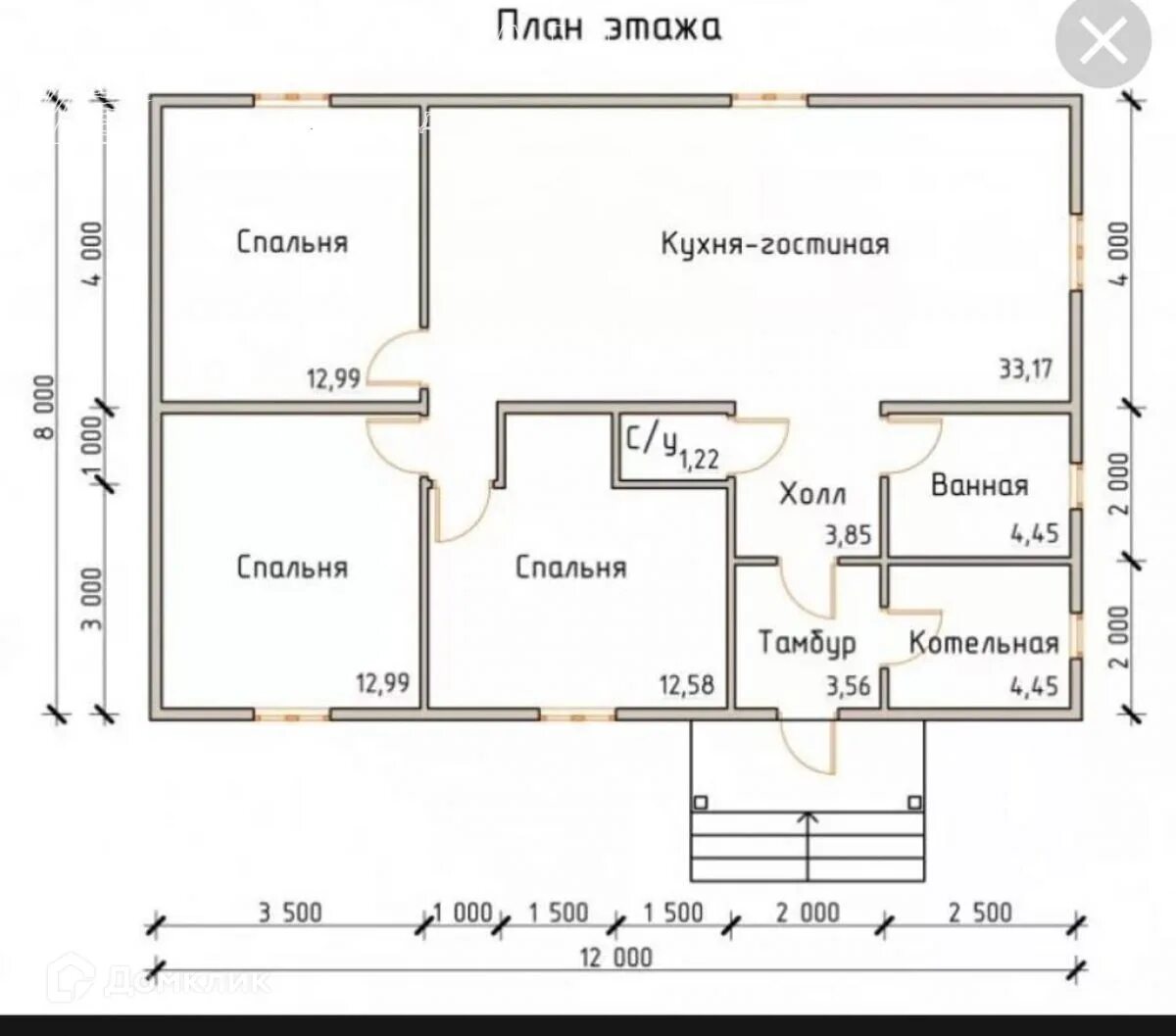 Проект дома 8х12 одноэтажный с отличной планировкой Планировка одноэтажного дома 8х12 - Проект одноэтажного каркасного дома 9х12.