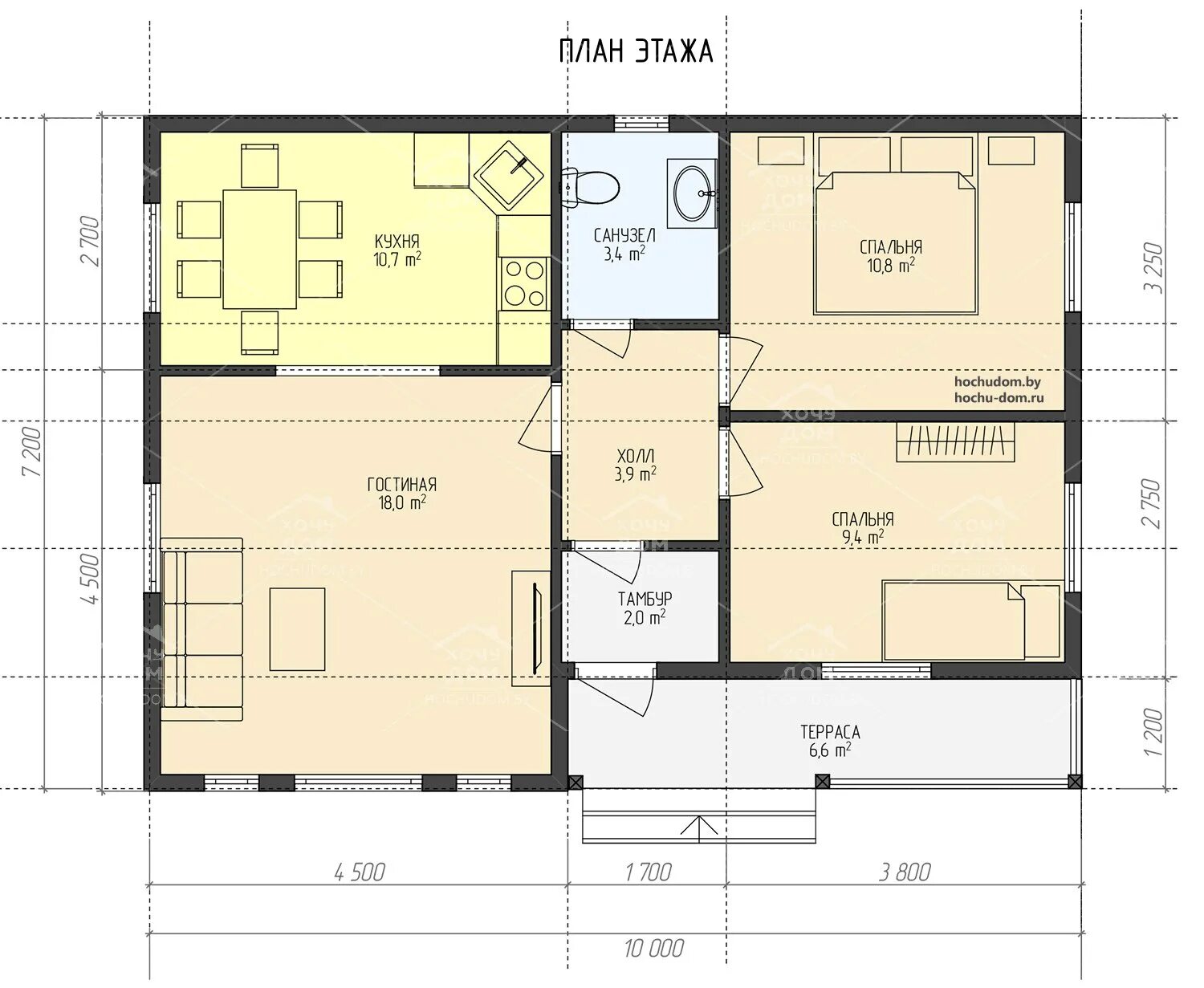 Проект дома 9 10 фото Проект каркасного дома ДК-17 Каркасный дом 7,2х10 (72м²)