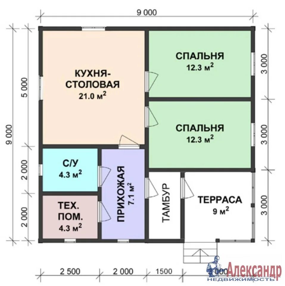 Проект дома 9х9 одноэтажный с отличной планировкой Проекты домов 9х9 одноэтажный фото - DelaDom.ru