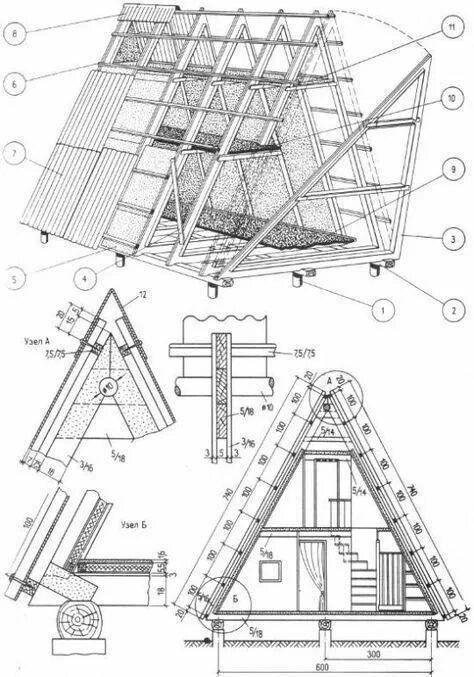 Проект дома a frame чертежи Pin by D.H. Williamson on Dollhouses and Miniatures Triangle house, Tiny house c