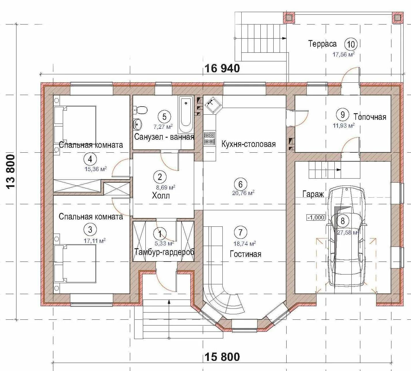 Проект дома чертеж комнат План этажа одноэтажного коттеджа House plans, Floor plans, Home projects