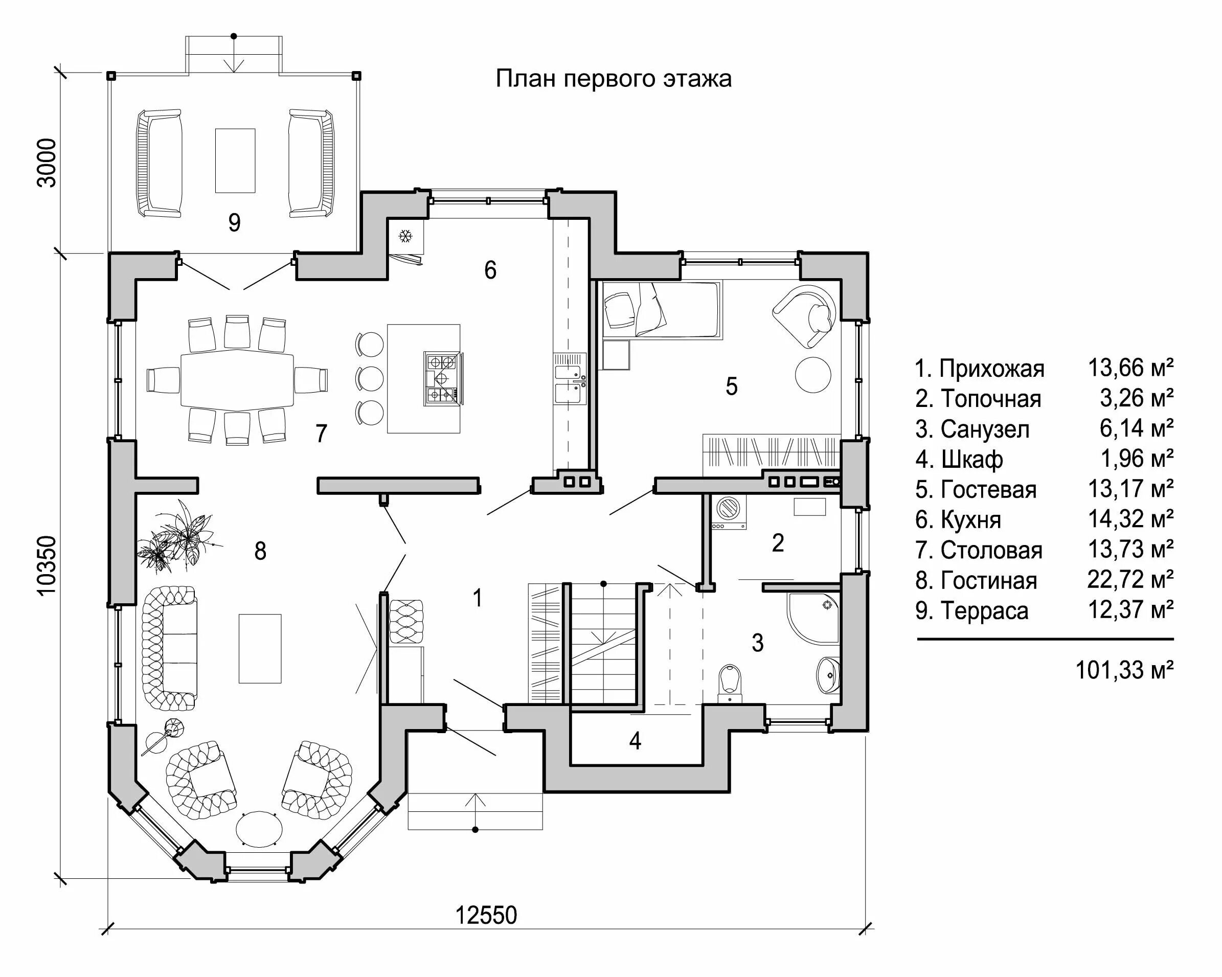 Проект дома двухэтажного с террасой планировка План первого этажа двухэтажного дома с эркером Дом, Двухэтажные дома, Строительс