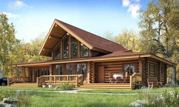 Проект дома из дерева фото Бревенчатый дом для большой семьи. Eco house, House, House design