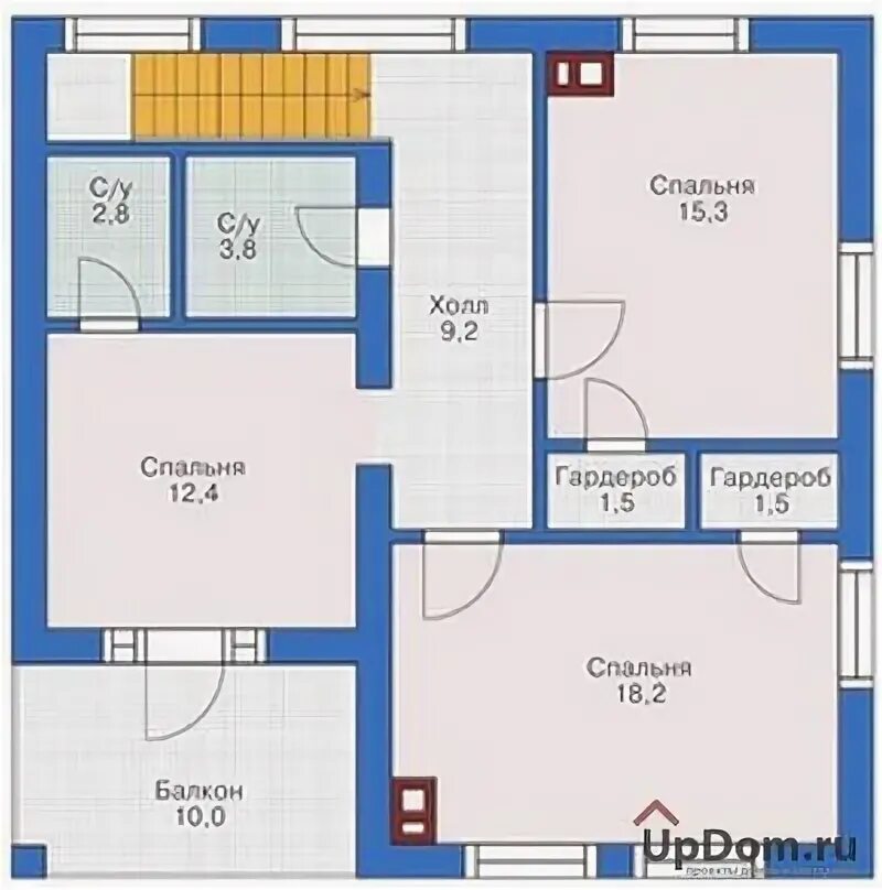 Проект дома из газобетона 10х10 фото Проект дома 54-14: двухэтажный дом - 137.3 кв.м