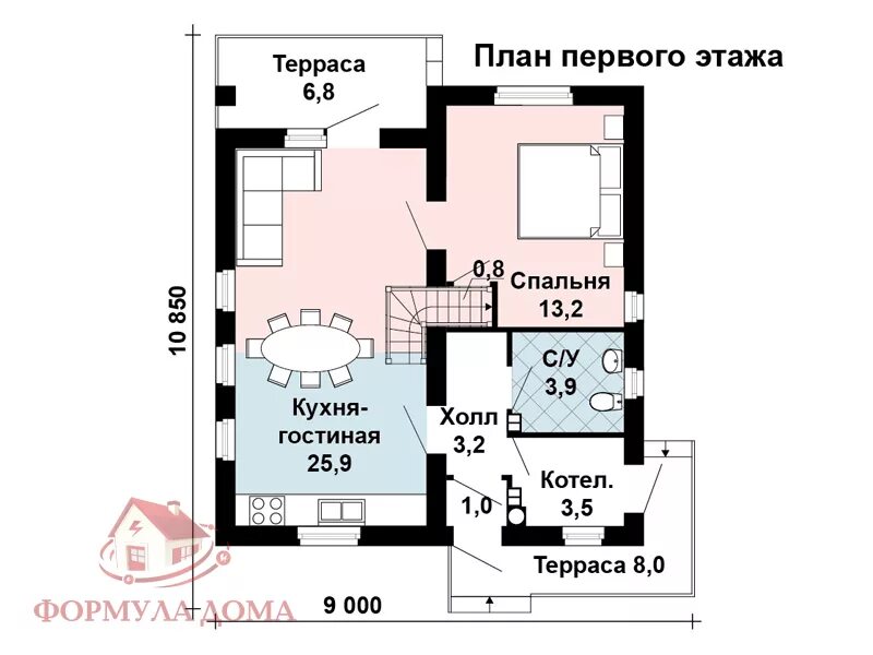 Проект дома из газобетона 10х10 фото Проект дома из газобетона 9х10.8 "ПБ-37" СК Формула Дома