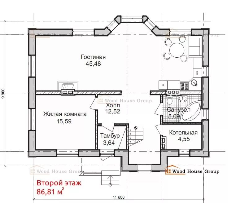 Проект дома из газобетона чертежи Проекты домов и коттеджей от 100 до 150 м2 из пеноблоков, чертежи