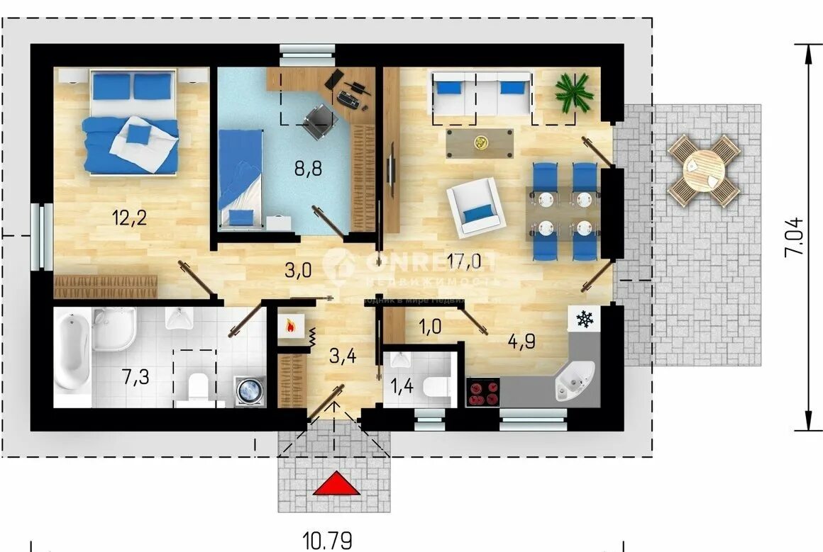 Проект дома отличной планировкой 70кв метров фото - DelaDom.ru