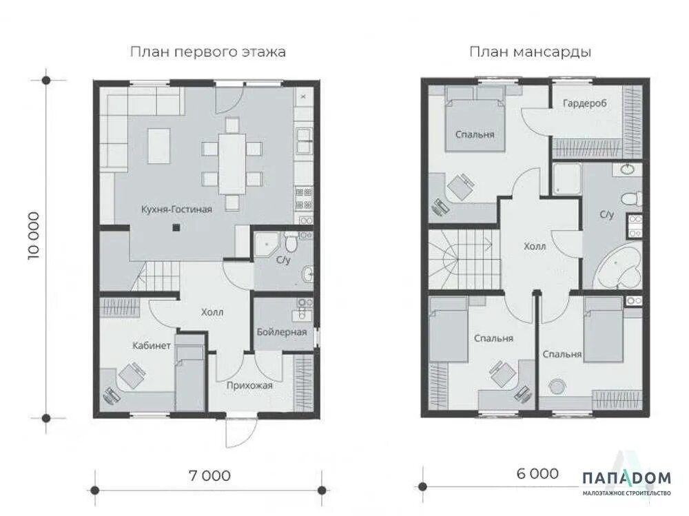 Проект дома с отличной планировкой двухэтажный Небольшой двухэтажный дом для большой семьи PD-323