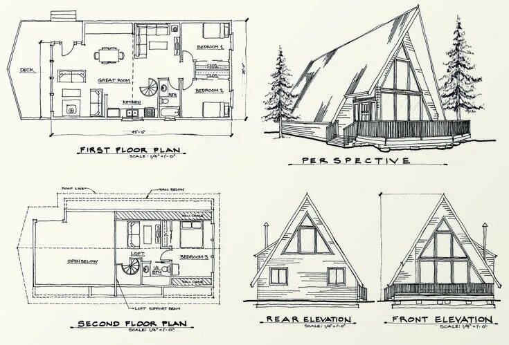 Проект дома со всеми чертежами A frame house plans, A frame house, Cabin house plans