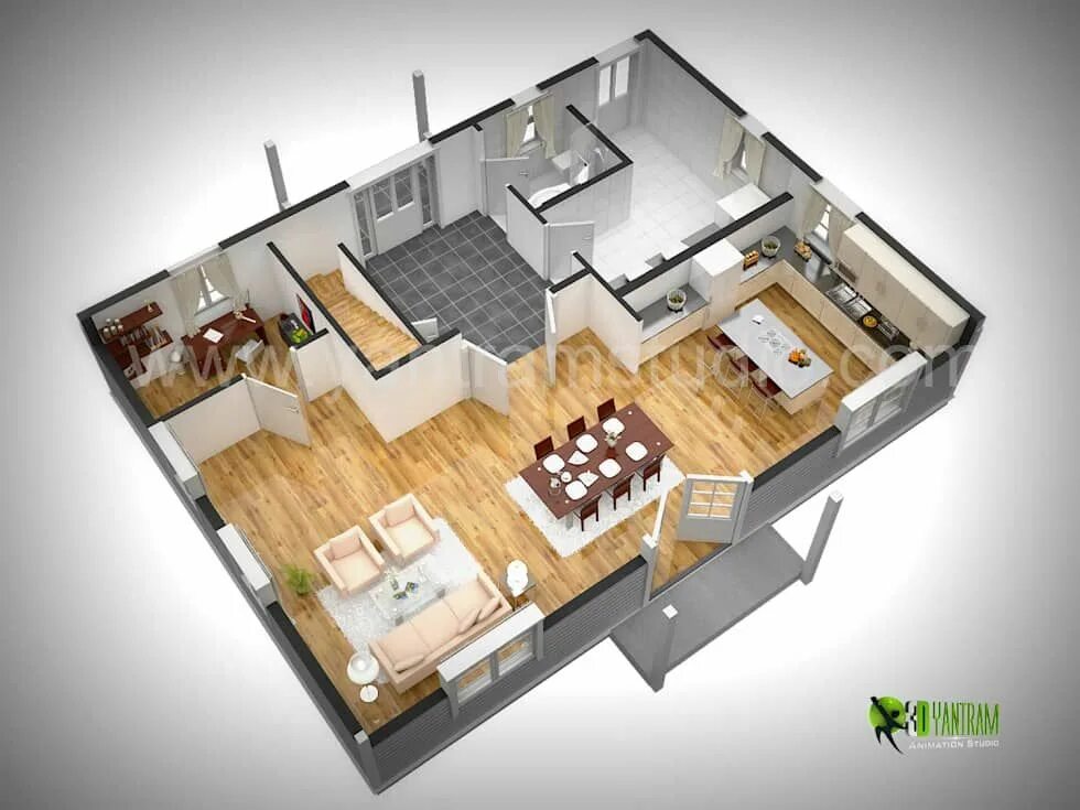 Проект дома внутри планировка 3d floor plan rendering homify Interior paint colors, Interior color schemes, Fl