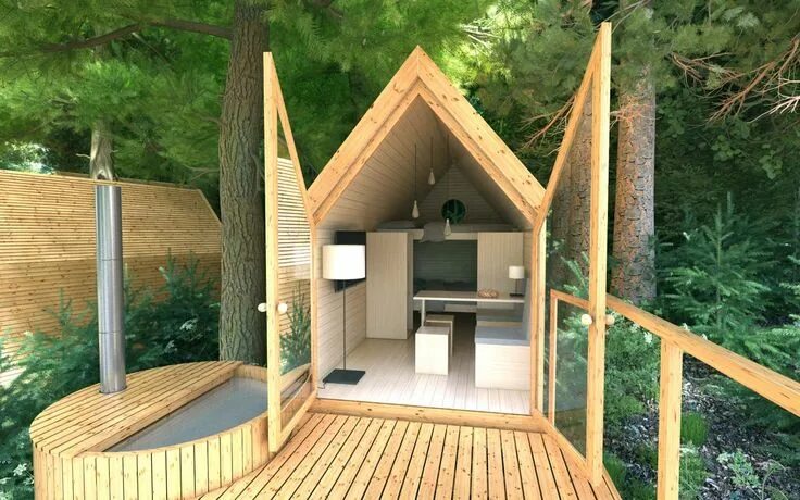 Проект домика для базы отдыха фото Glamping Ribno Bled Glamping.com Luxury tree houses, House in the woods, Country