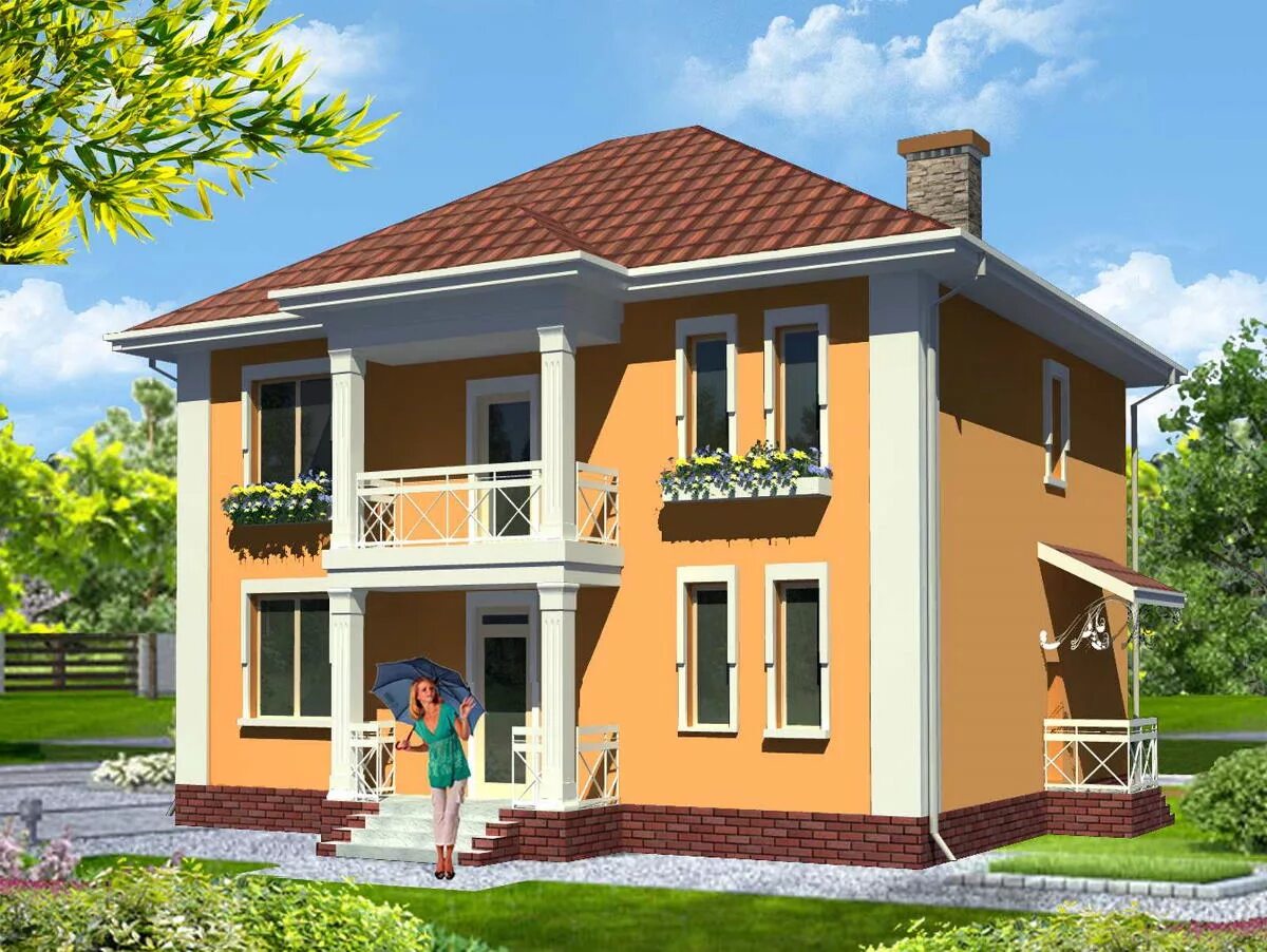 Проект двухэтажного дома с балконом фото House projects 150-200 m2. House plans Tatyana 2 175 sq.m