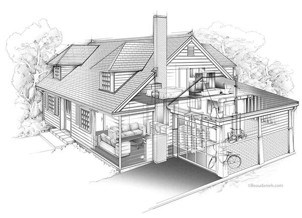 Проект эскиз домов фото Cutaway House, safety precautions. :: Behance