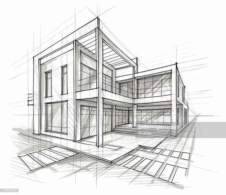 Проект эскиз домов фото Vector illustration of the architectural design. In the style of... Architecture