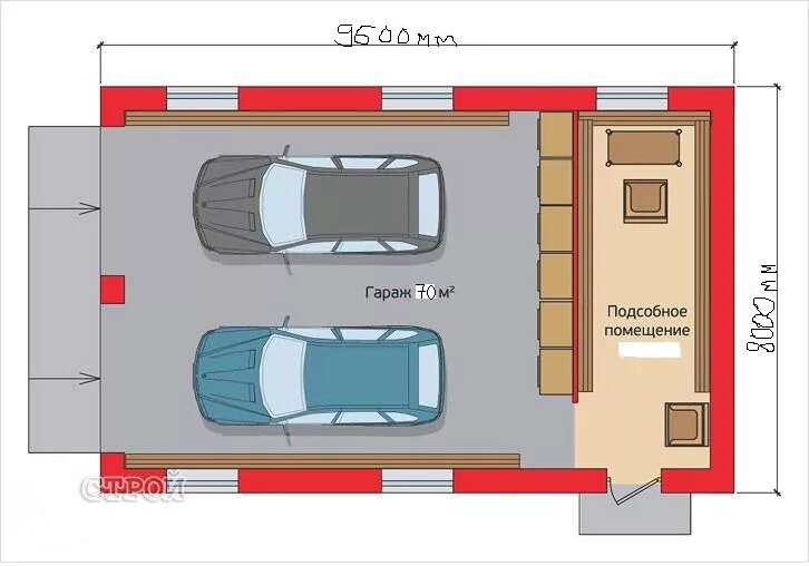 Проект гаража на 2 машины фото ГАРАЖ МЕЧТЫ 8*10 часть 1. РАЗМЕРЫ И ФУНДАМЕНТ - DRIVE2