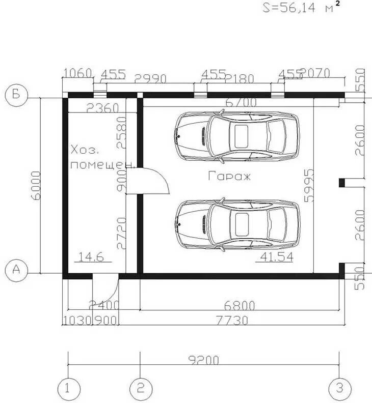Проект гаража на 2 машины фото Размер гаража на 2 машины: чертежи на два автомобиля, стандартный оптимальные ра