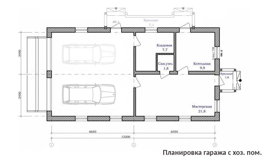 Проект гаража на 2 машины фото Пристраивать ли гараж к дому? Архитектурное бюро "Беларх" - Авторские проекты пл