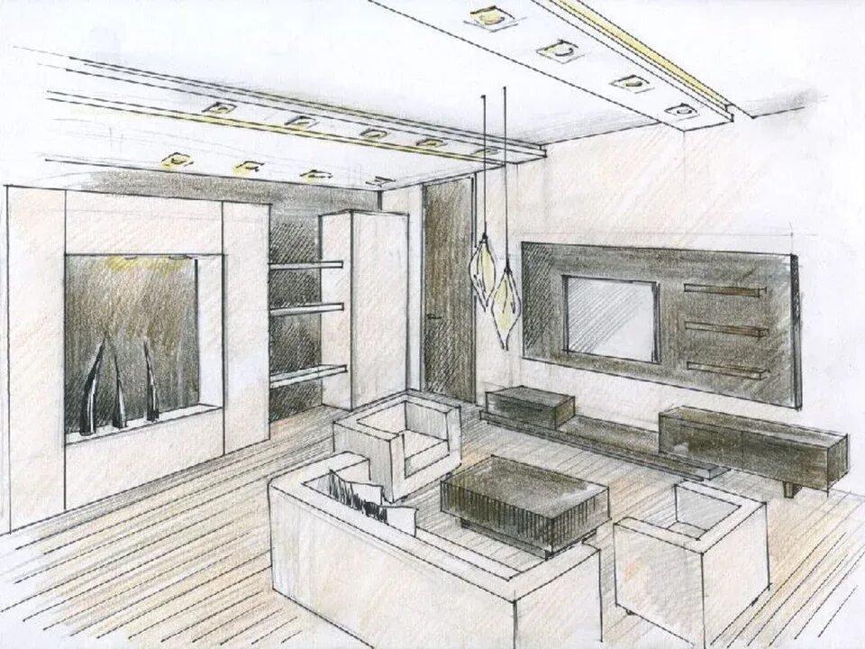 Проект интерьера дома 6 класс Living room design drawings (65 Photos)