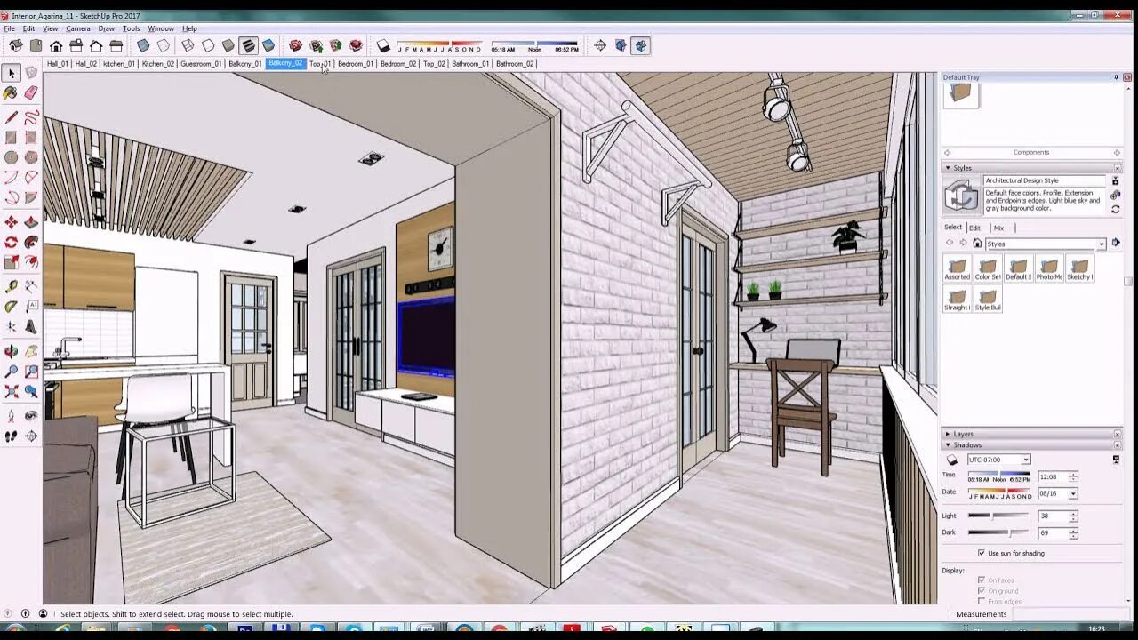 Проект интерьера квартиры программа Интерьер квартиры в SketchUp - YouTube