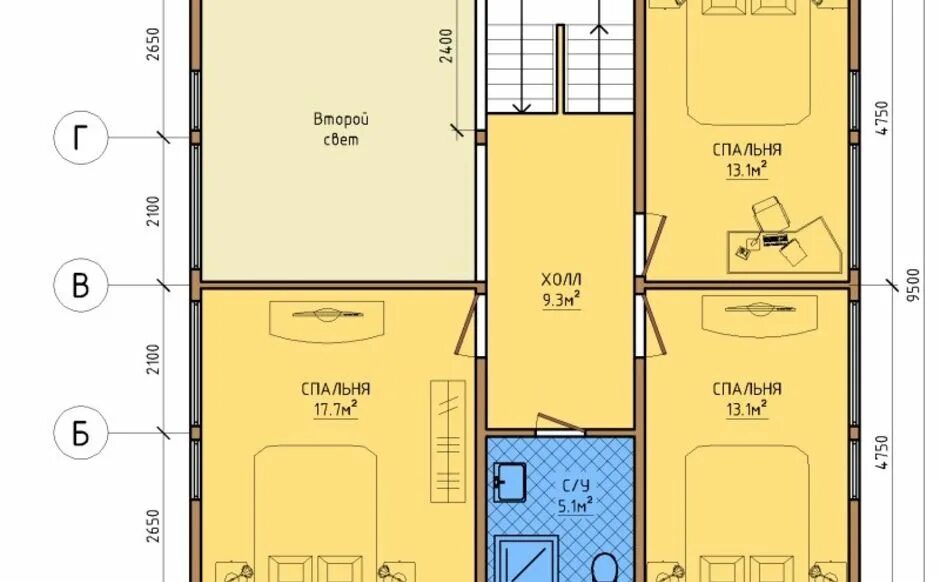 Проект каркасного дома 2 этажа с планировкой Каркасный дом 10x10 Проект КД-93