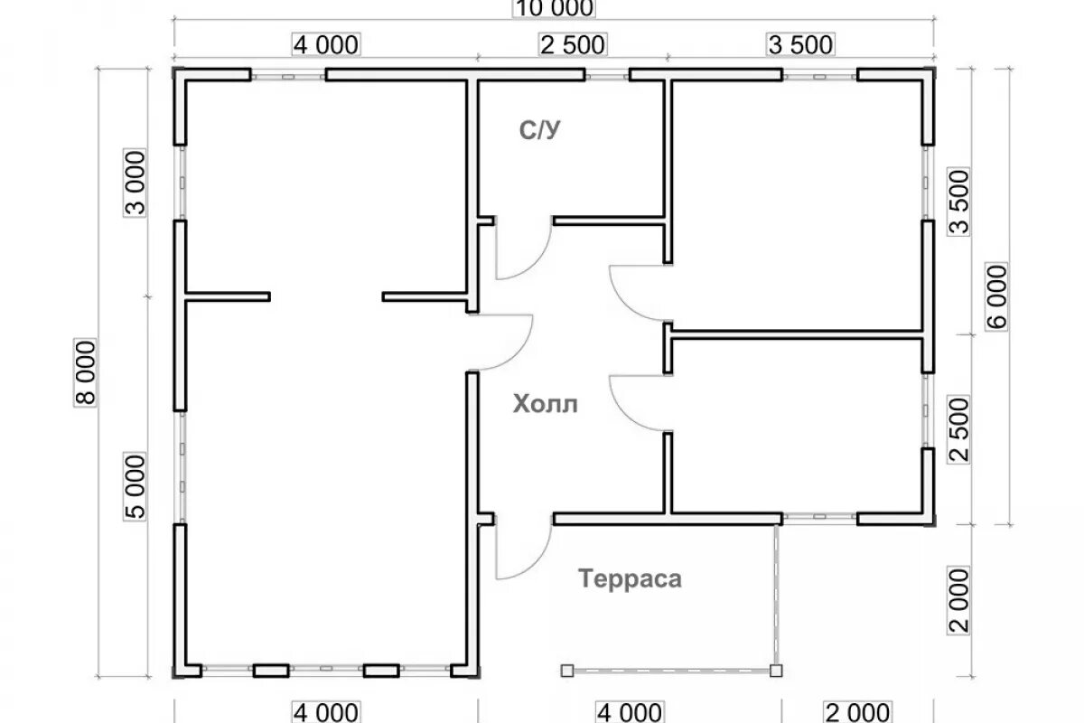 Проект каркасного дома 8х8 одноэтажный с чертежами Планировка дома 8х10 одноэтажный фото - DelaDom.ru