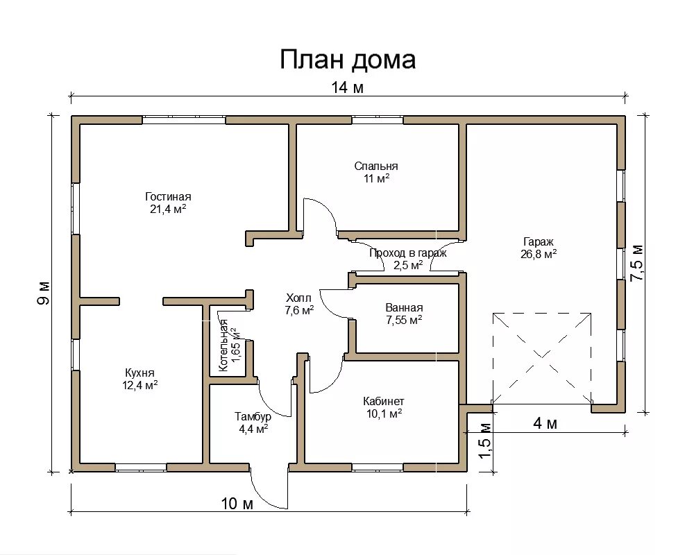 Проект каркасного одноэтажного дома бесплатно с чертежами Схема планировки дома фото - DelaDom.ru