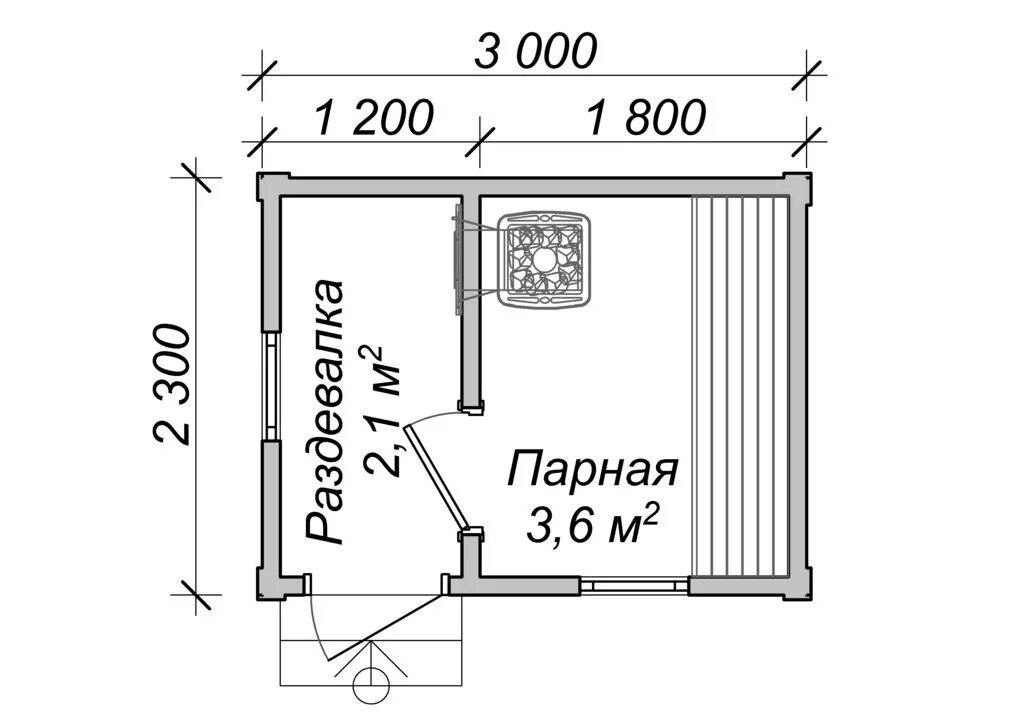 Проект каркасной бани 2х3 с чертежами Баня, проект 1