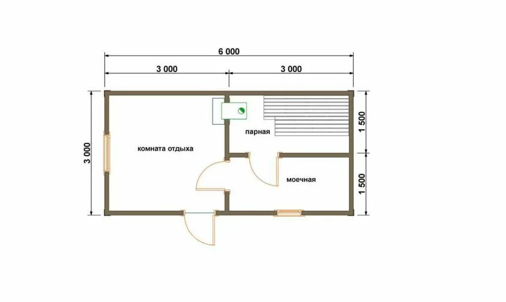 Проект каркасной бани 3х4 фото Баня 3*6 из бревна с проектом - Деревянные дома бани из Вожеги